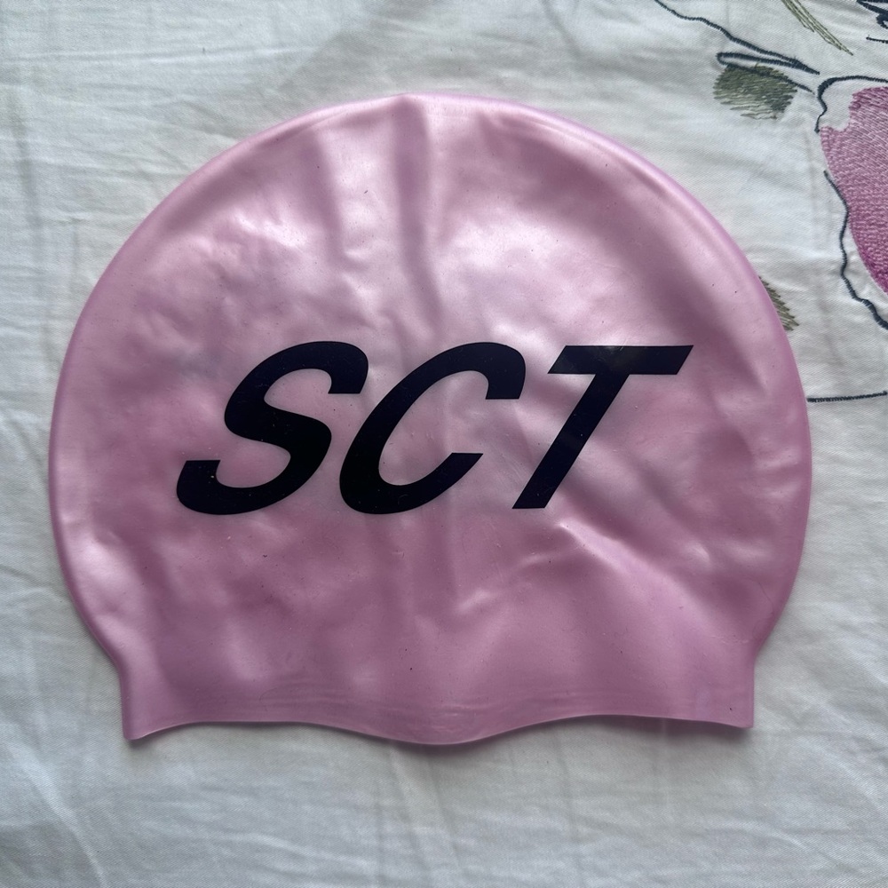 Pink Silicone Swim Cap with SCT Logo